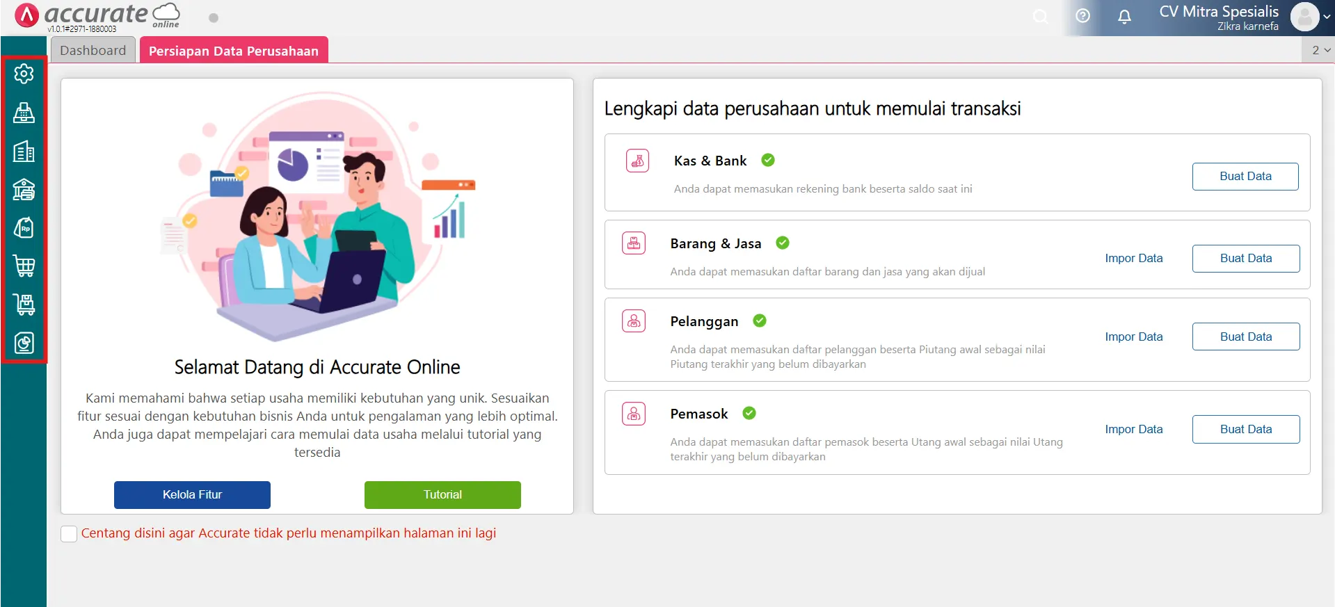 beralih menu accurate pos